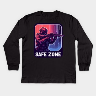 Safe zone rifle guns club firearm Kids Long Sleeve T-Shirt